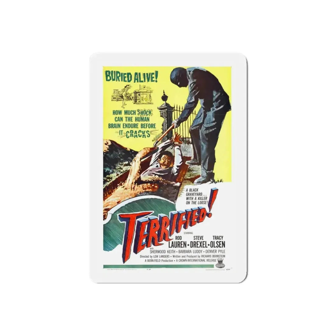 TERRIFIED 1962 Movie Poster - Refrigerator Magnet 4 Inch Die-Cut - The Sticker Space