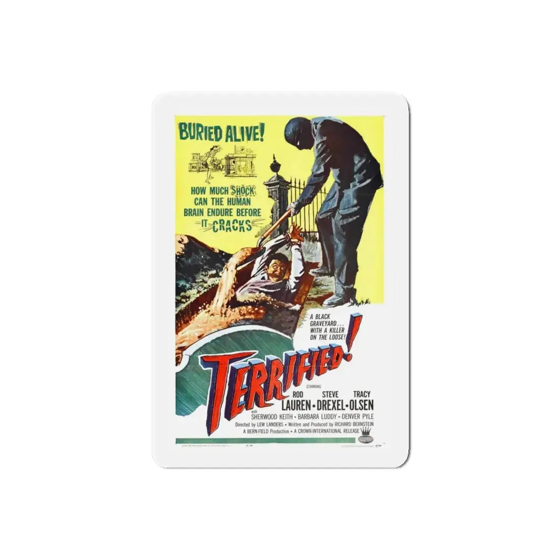 TERRIFIED 1962 Movie Poster - Refrigerator Magnet 6 Inch Die-Cut - The Sticker Space