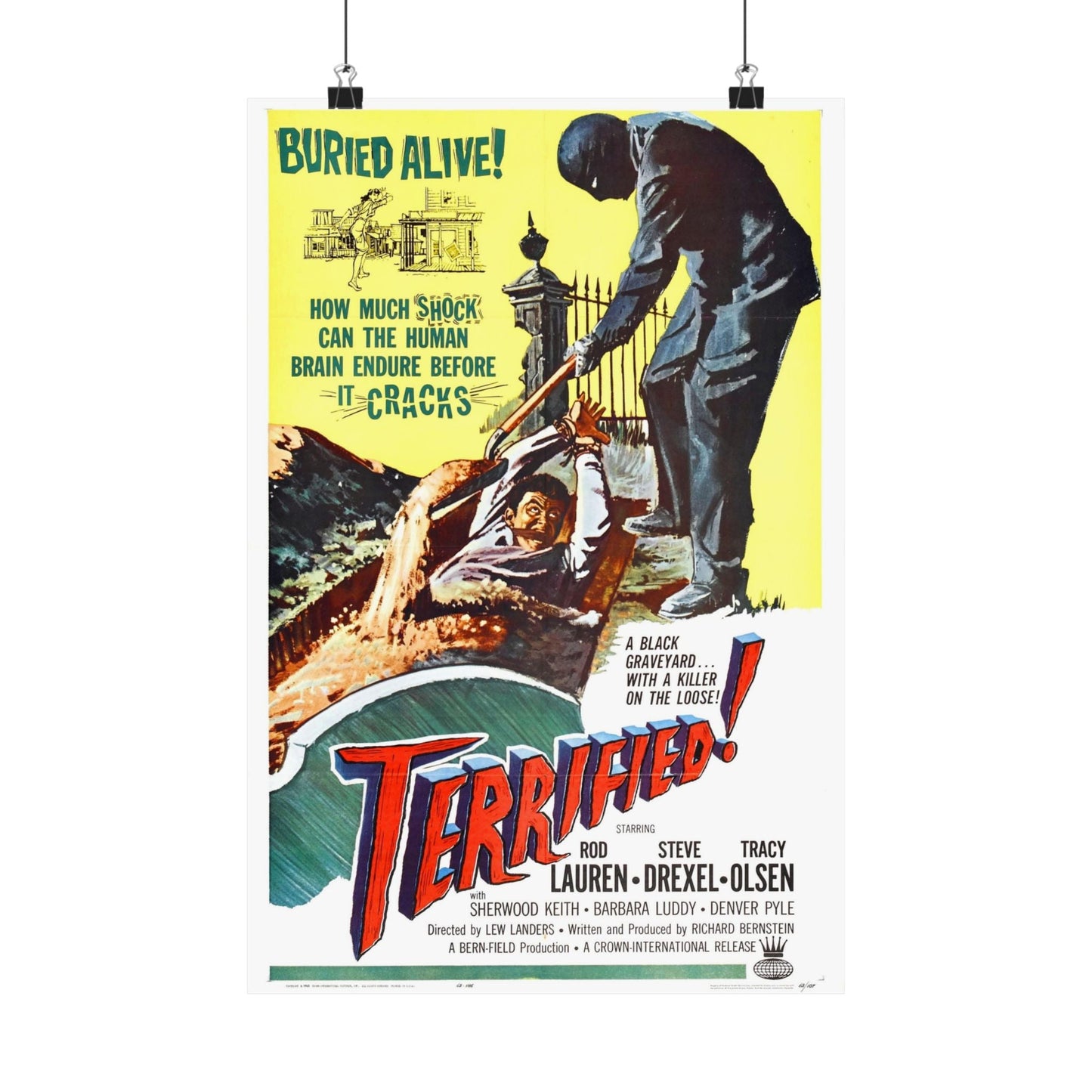 TERRIFIED 1962 - Paper Movie Poster-12″ x 18″-The Sticker Space