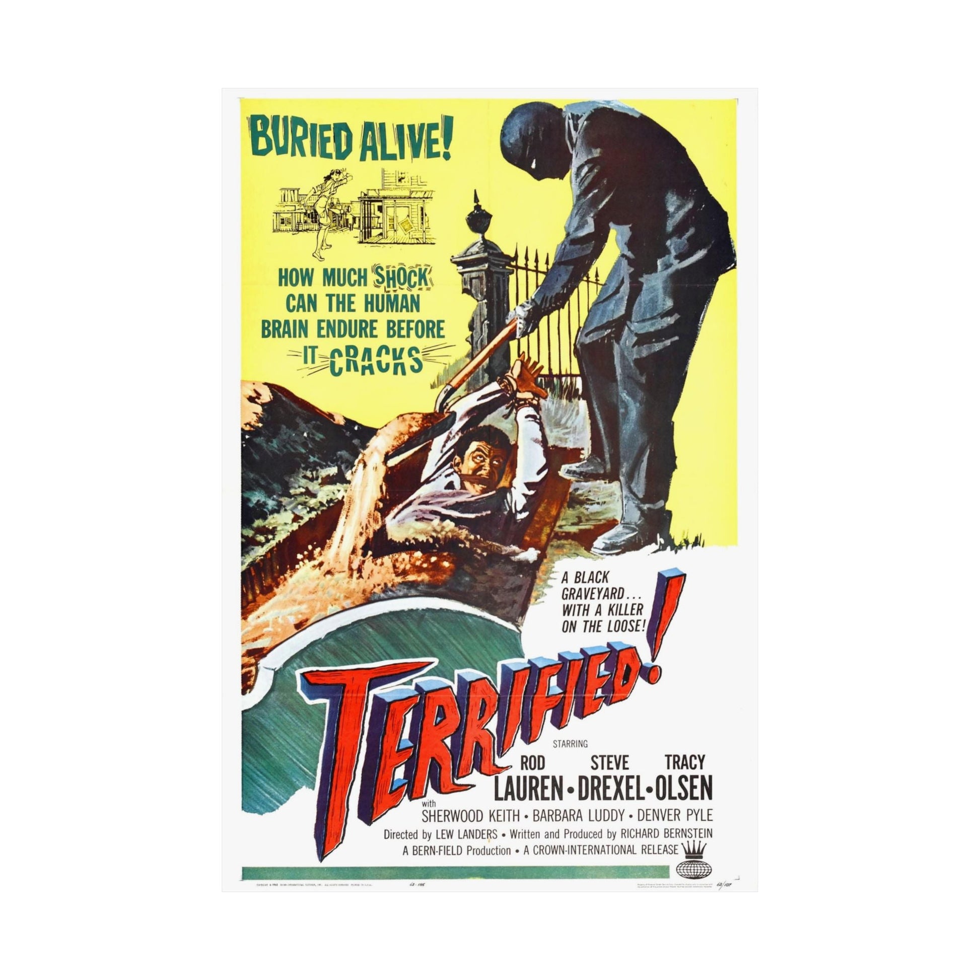 TERRIFIED 1962 - Paper Movie Poster-The Sticker Space