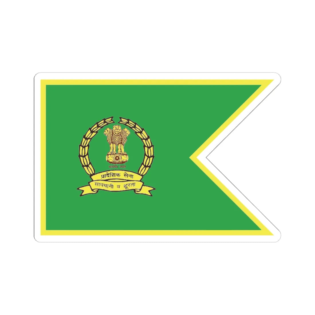 Territorial Army Flag (India) STICKER Vinyl Kiss-Cut Decal 6 Inch White - The Sticker Space