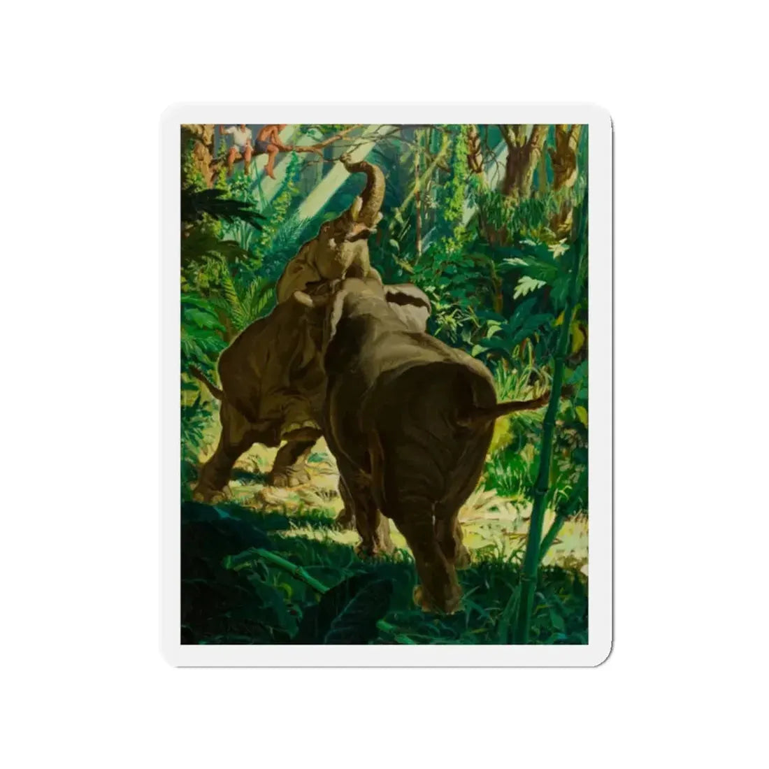 Territorial Elephants (Magazine Illustration) Refrigerator Magnet 2 Inch Die-Cut - The Sticker Space