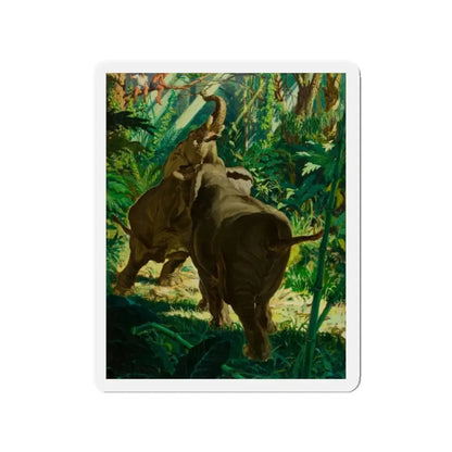 Territorial Elephants (Magazine Illustration) Refrigerator Magnet 2 Inch Die-Cut - The Sticker Space