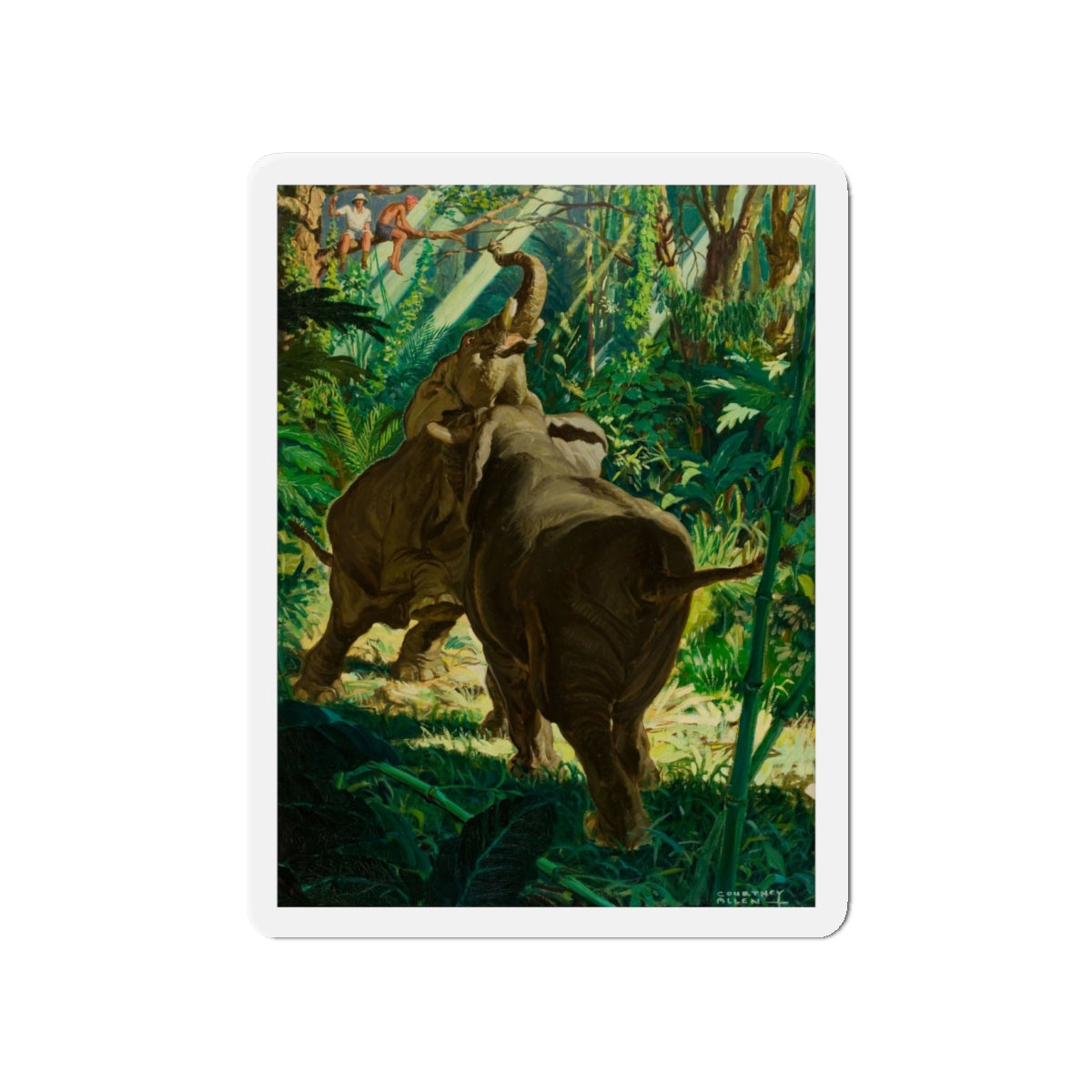 Territorial Elephants (Magazine Illustration) Refrigerator Magnet-4" x 4"-The Sticker Space