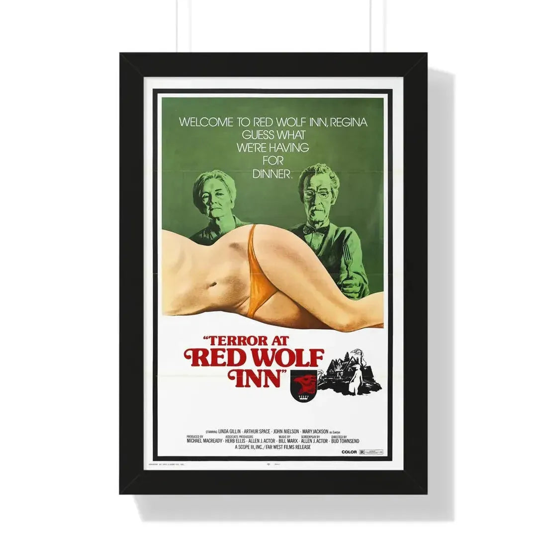 TERROR AT RED WOLF INN 1972 - Framed Movie Poster 16″ x 24″ Black - The Sticker Space