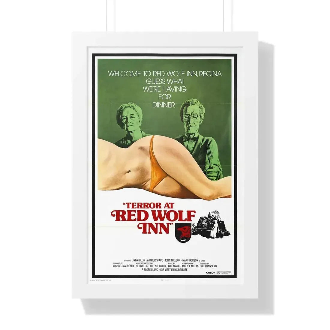 TERROR AT RED WOLF INN 1972 - Framed Movie Poster 16″ x 24″ White - The Sticker Space