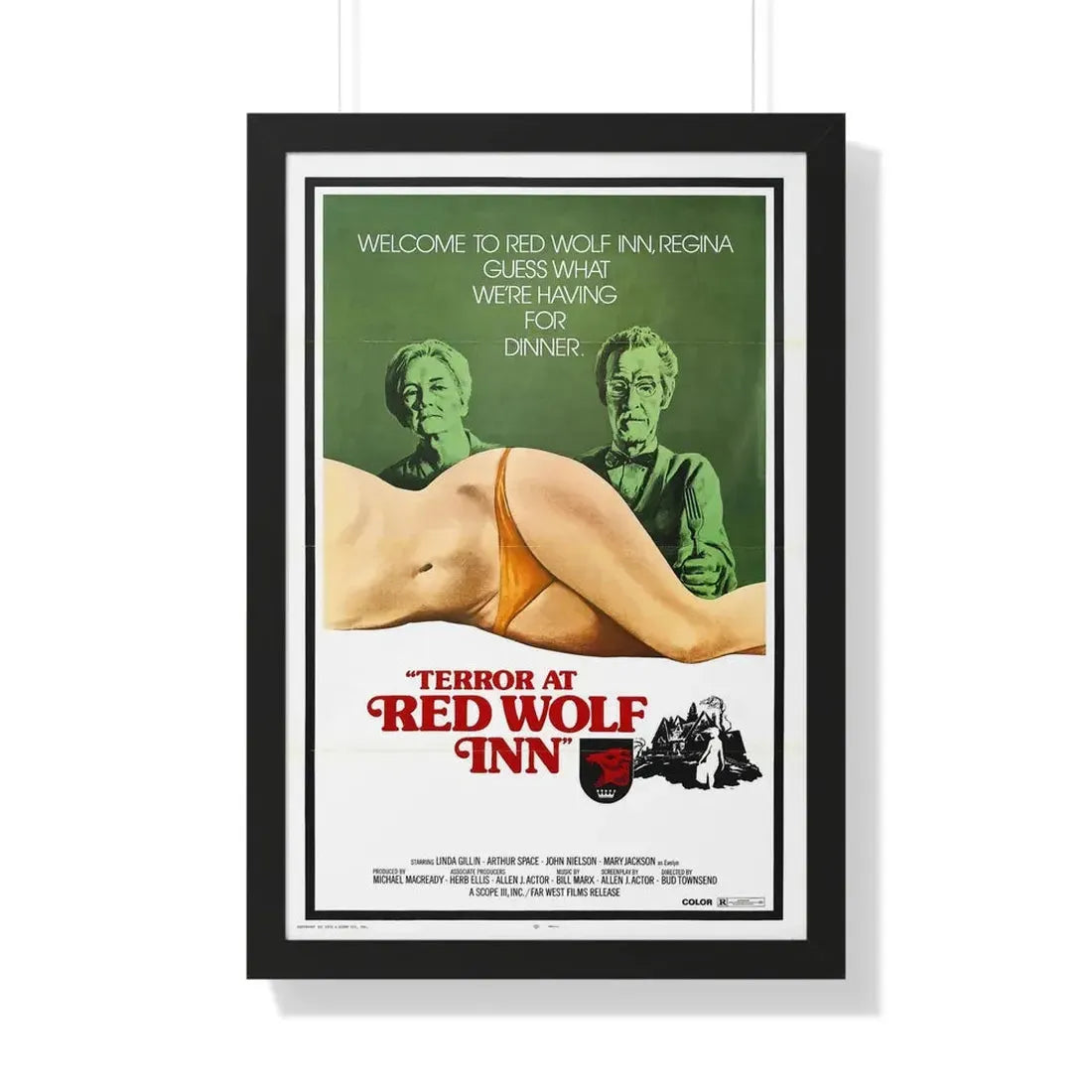 TERROR AT RED WOLF INN 1972 - Framed Movie Poster 20" x 30" Black - The Sticker Space