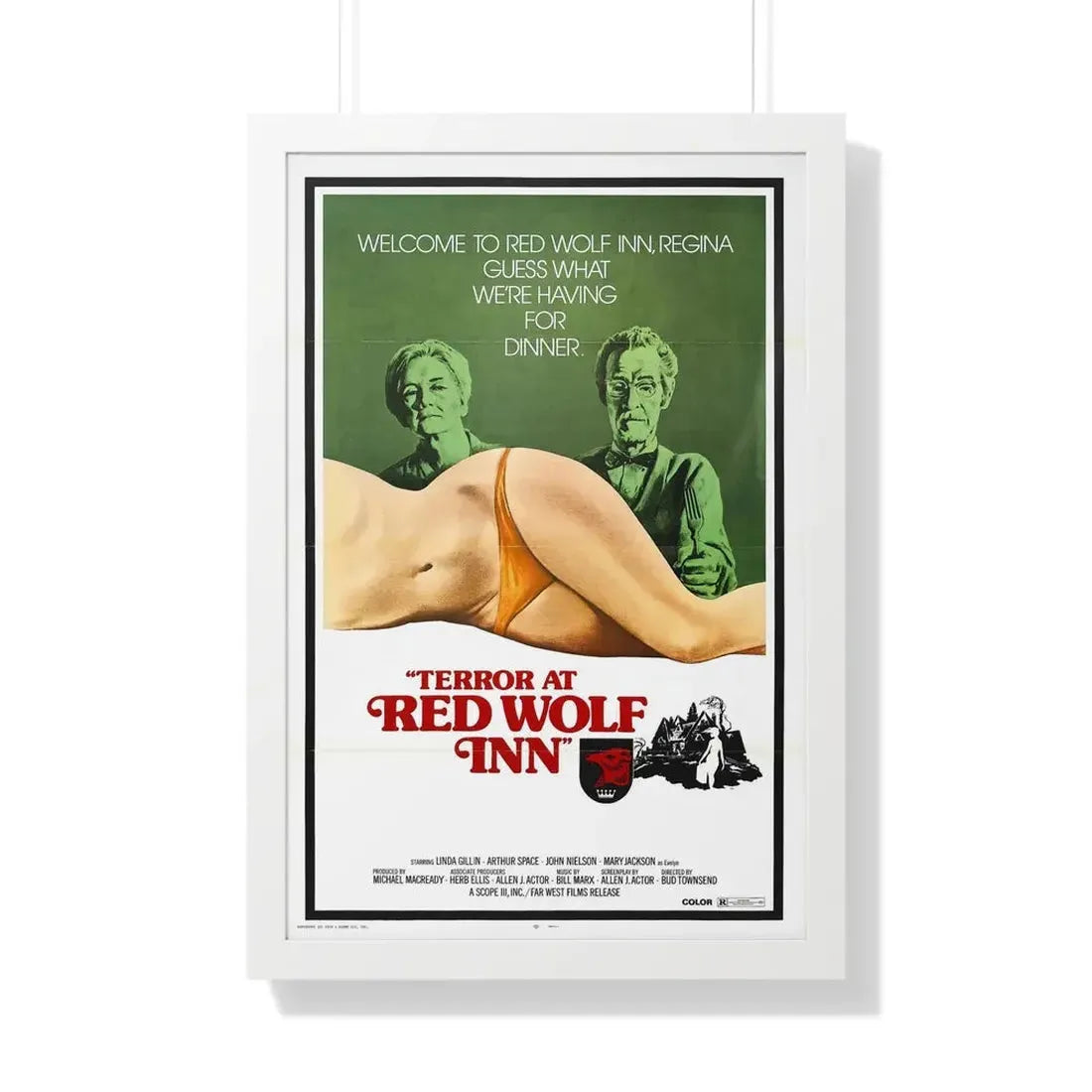 TERROR AT RED WOLF INN 1972 - Framed Movie Poster 20" x 30" White - The Sticker Space