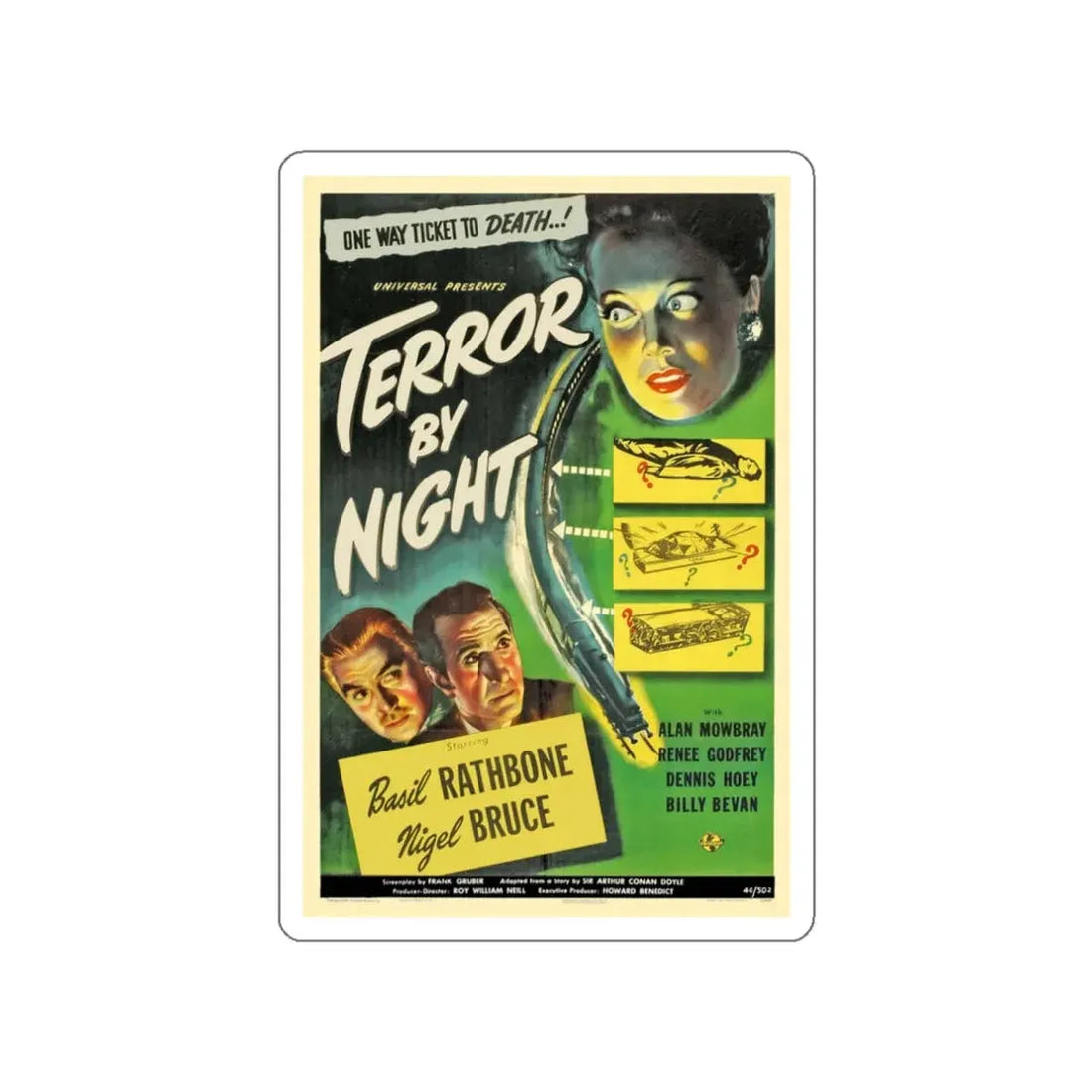 TERROR BY NIGHT 1946 Movie Poster STICKER Vinyl Die-Cut Decal 3 Inch - The Sticker Space