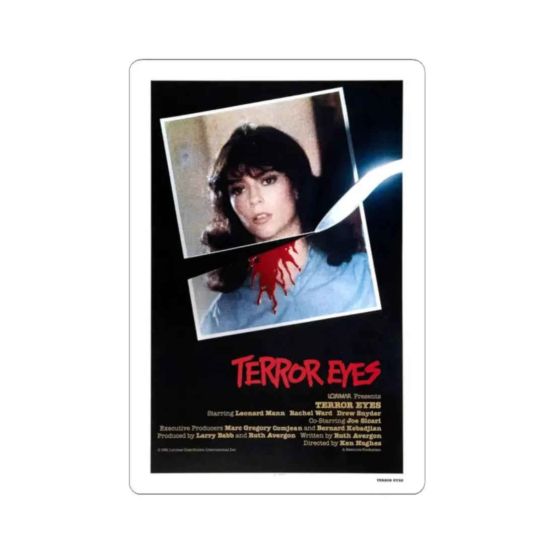 TERROR EYES (2) 1981 Movie Poster - STICKER Vinyl Kiss-Cut Decal 2 Inch White - The Sticker Space