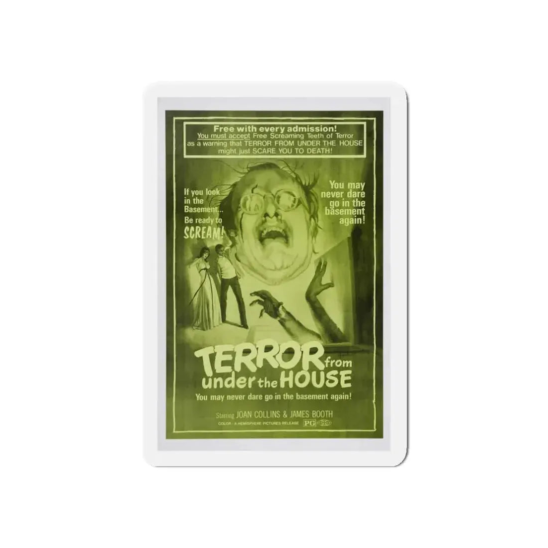 TERROR FROM UNDER THE HOUSE (AFTER JENNY DIED) 1971 Movie Poster - Refrigerator Magnet 3 Inch Die-Cut - The Sticker Space
