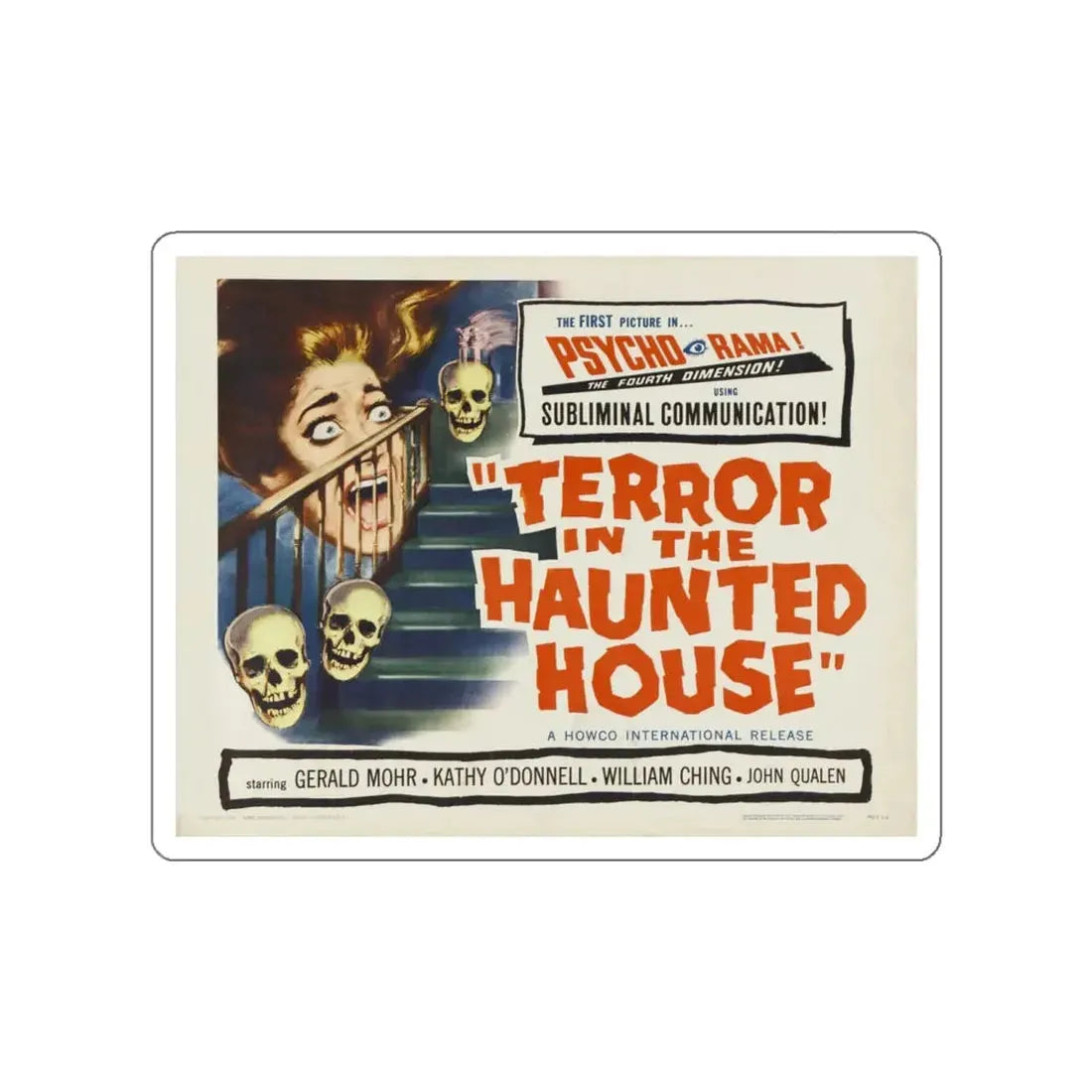 TERROR IN THE HAUNTED HOUSE (2) 1958 Movie Poster STICKER Vinyl Die-Cut Decal 6 Inch - The Sticker Space