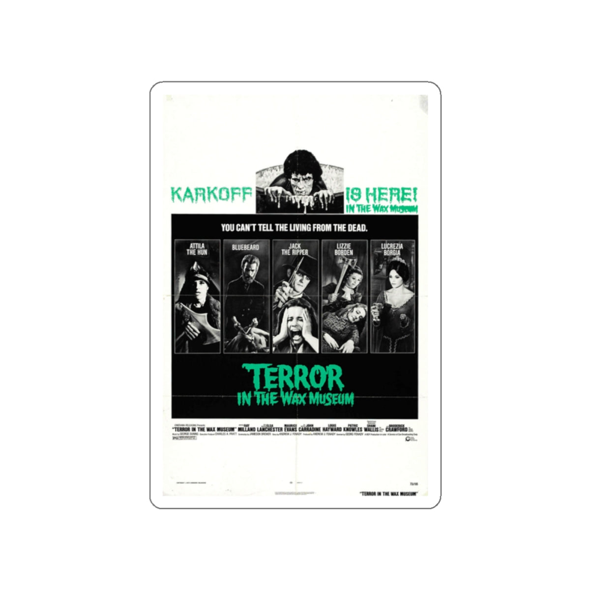 TERROR IN THE WAX MUSEUM 1973 Movie Poster STICKER Vinyl Die-Cut Decal-White-The Sticker Space