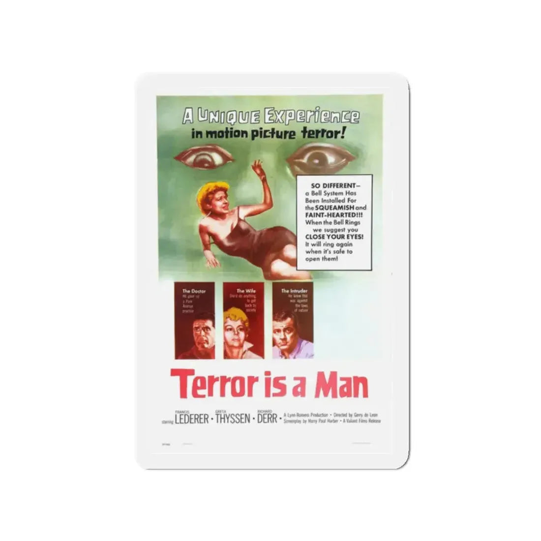 TERROR IS A MAN 1959 Movie Poster - Refrigerator Magnet 2 Inch Die-Cut - The Sticker Space