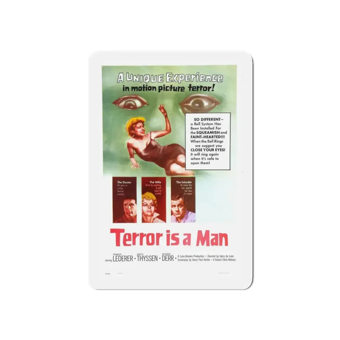 TERROR IS A MAN 1959 Movie Poster - Refrigerator Magnet 3 Inch Die-Cut - The Sticker Space