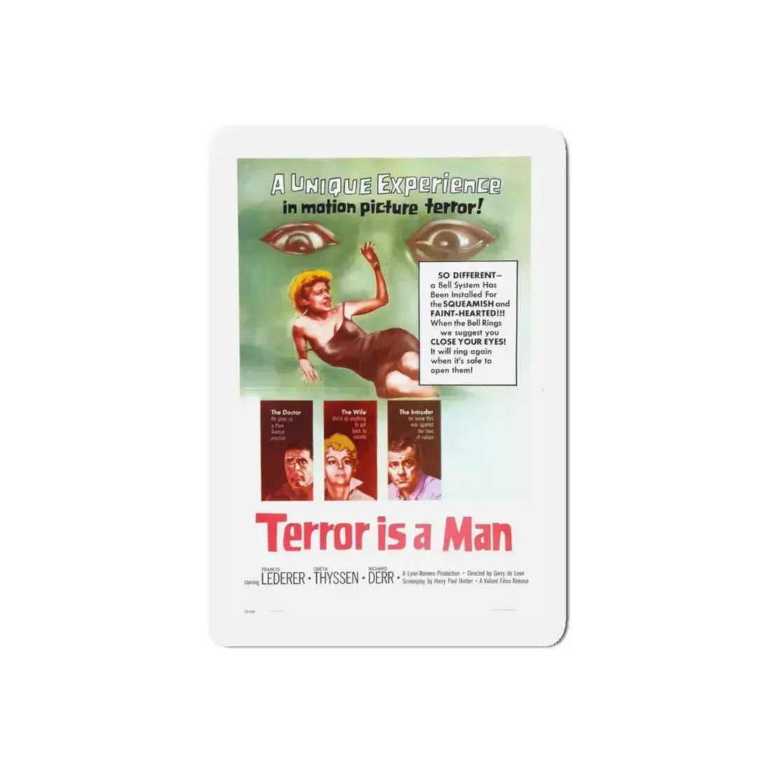 TERROR IS A MAN 1959 Movie Poster - Refrigerator Magnet 5 Inch Die-Cut - The Sticker Space