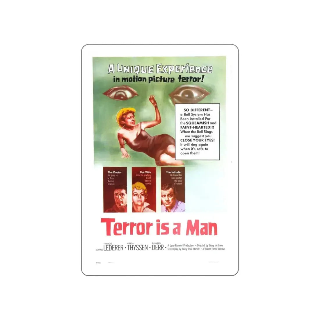 TERROR IS A MAN 1959 Movie Poster STICKER Vinyl Die-Cut Decal 4 Inch - The Sticker Space