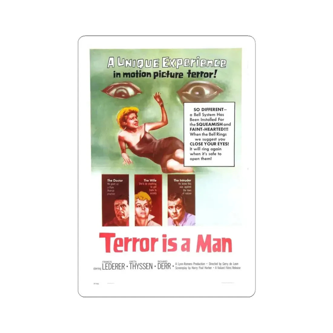 TERROR IS A MAN 1959 Movie Poster - STICKER Vinyl Kiss-Cut Decal 6 Inch White - The Sticker Space