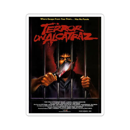 TERROR ON ALCATRAZ 1987 Movie Poster - STICKER Vinyl Kiss-Cut Decal 4 Inch White - The Sticker Space