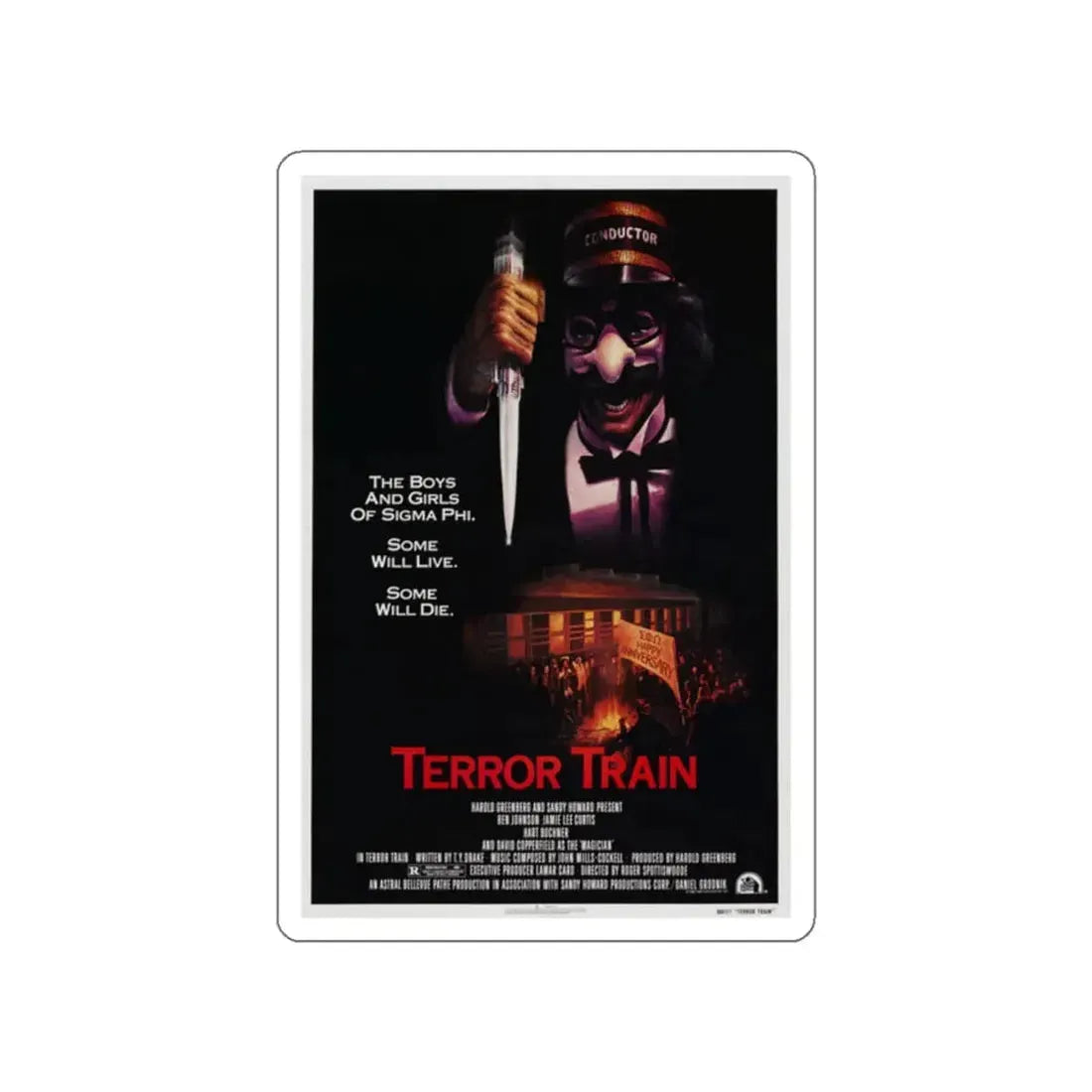 TERROR TRAIN 1980 Movie Poster STICKER Vinyl Die-Cut Decal 2 Inch - The Sticker Space