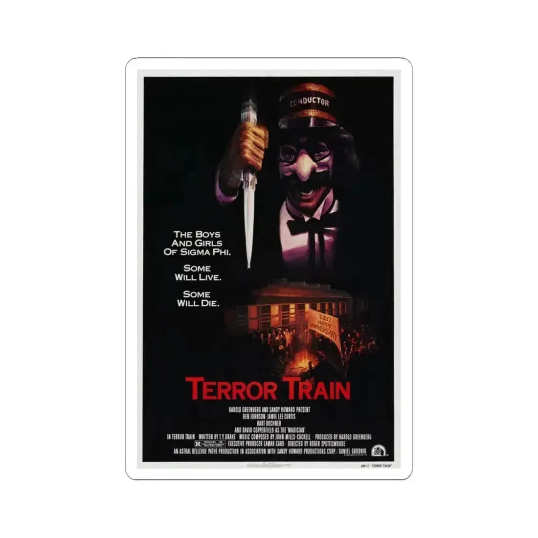 TERROR TRAIN 1980 Movie Poster - STICKER Vinyl Kiss-Cut Decal 6 Inch White - The Sticker Space