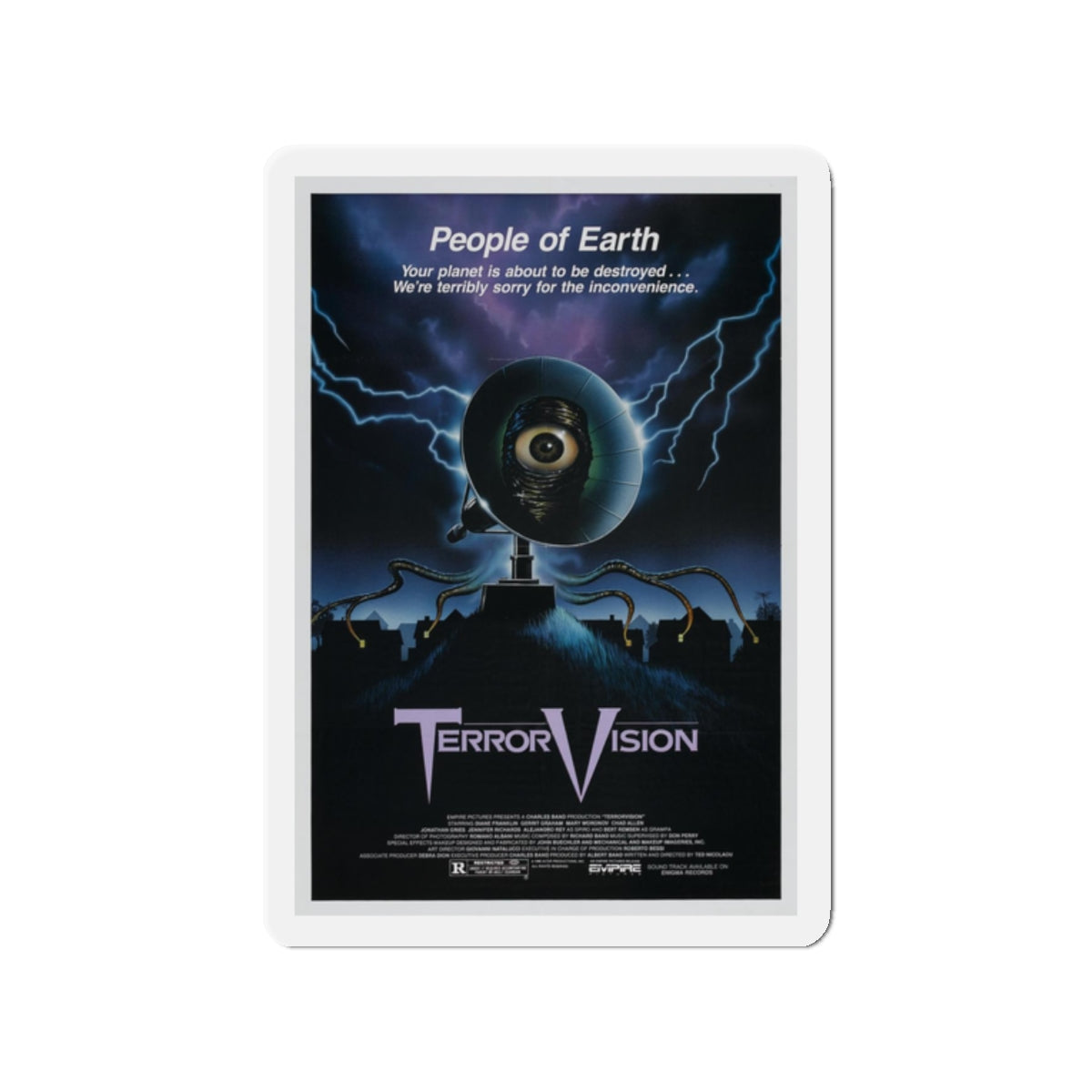 TERRORVISION 1986 Movie Poster - Refrigerator Magnet-2" x 2"-Die-Cut-1 pc-The Sticker Space