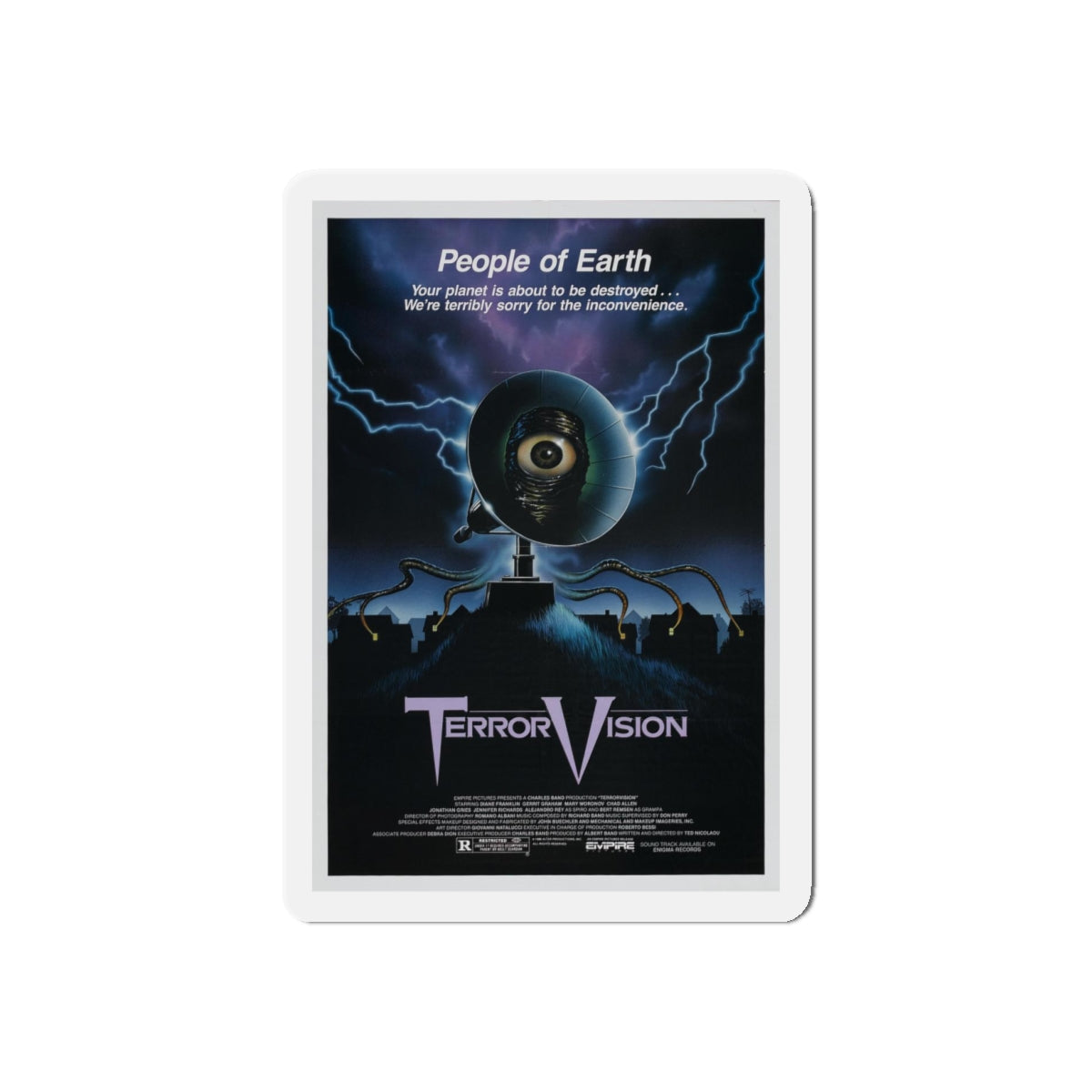 TERRORVISION 1986 Movie Poster - Refrigerator Magnet-4" x 4"-Die-Cut-1 pc-The Sticker Space