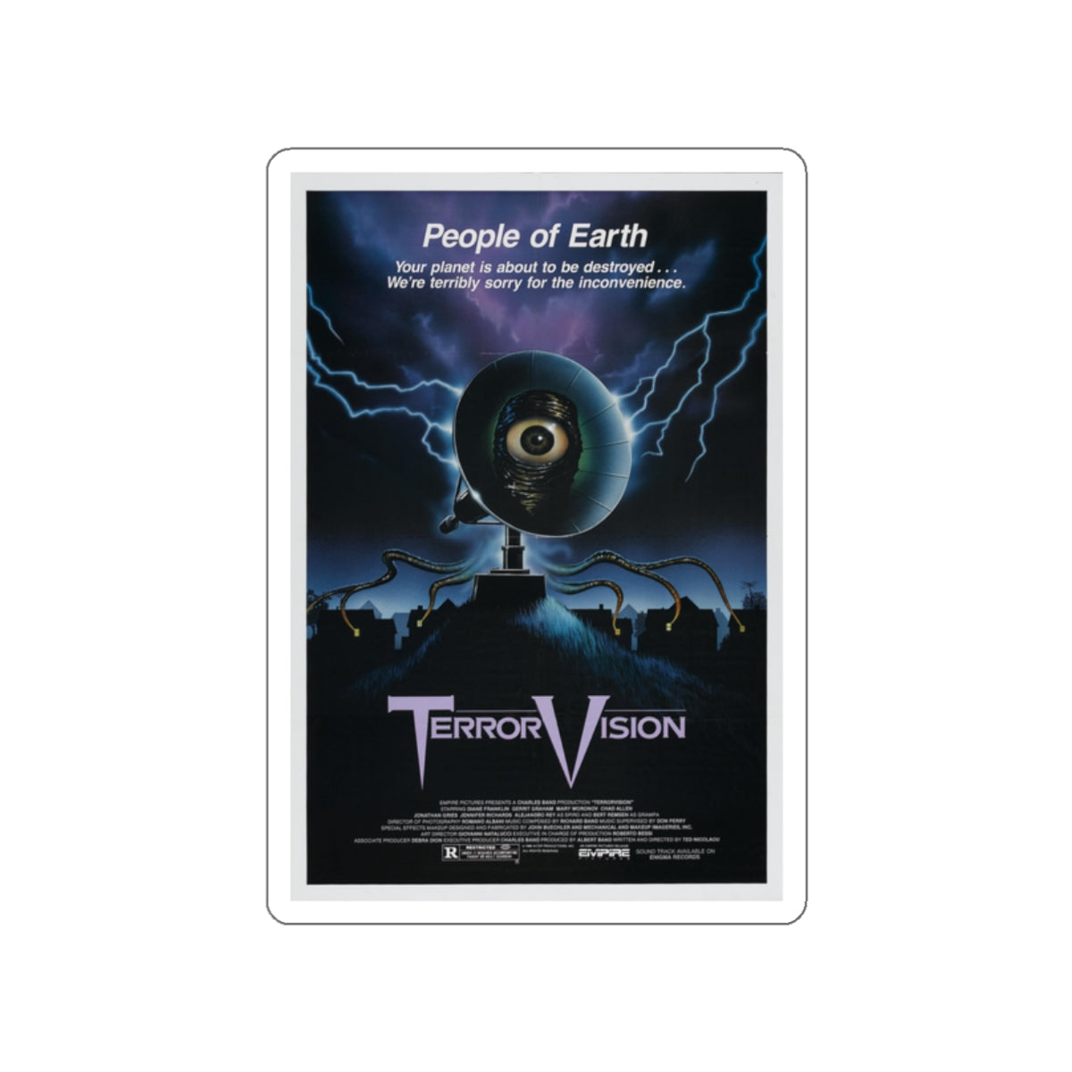 TERRORVISION 1986 Movie Poster STICKER Vinyl Die-Cut Decal-White-The Sticker Space