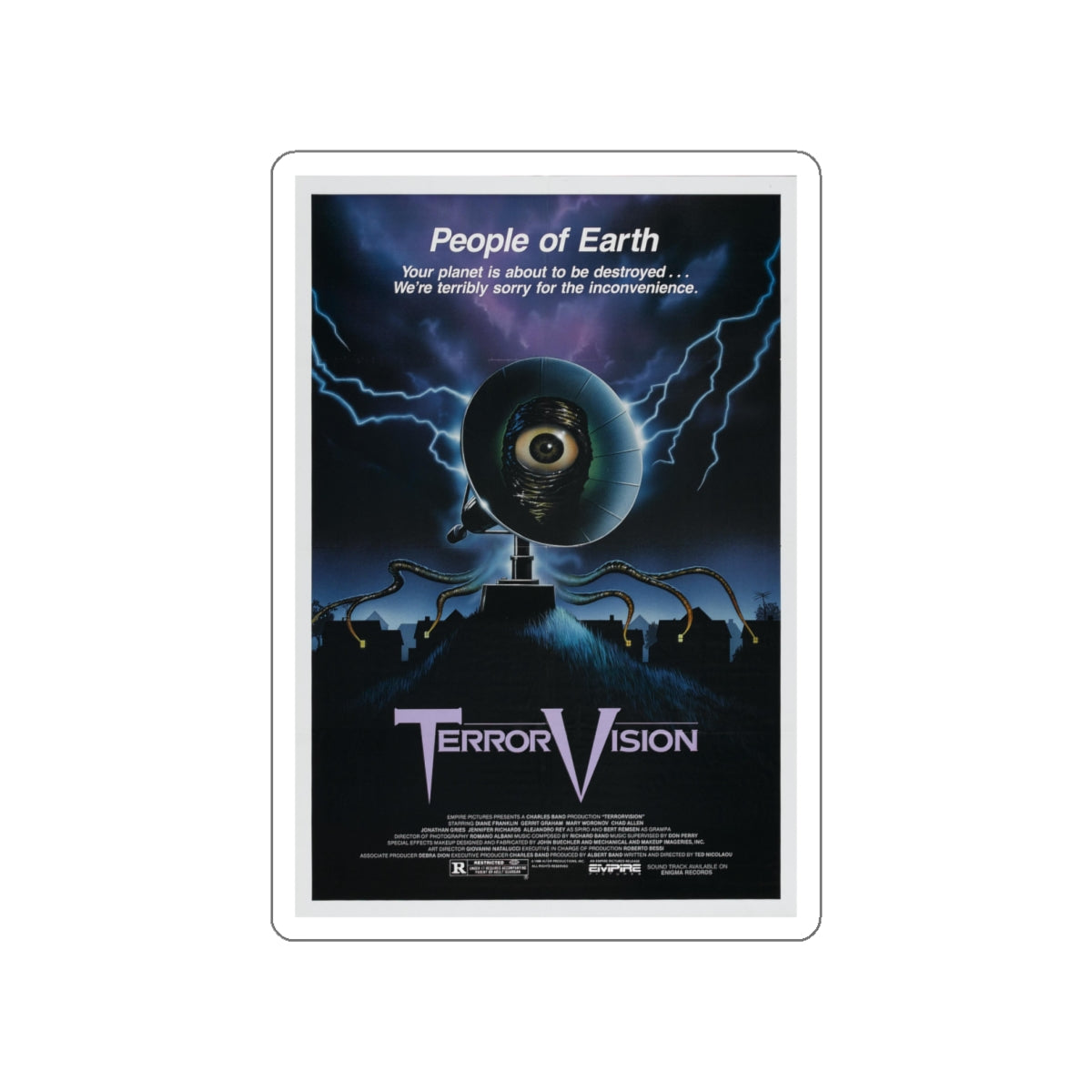 TERRORVISION 1986 Movie Poster STICKER Vinyl Die-Cut Decal-White-The Sticker Space