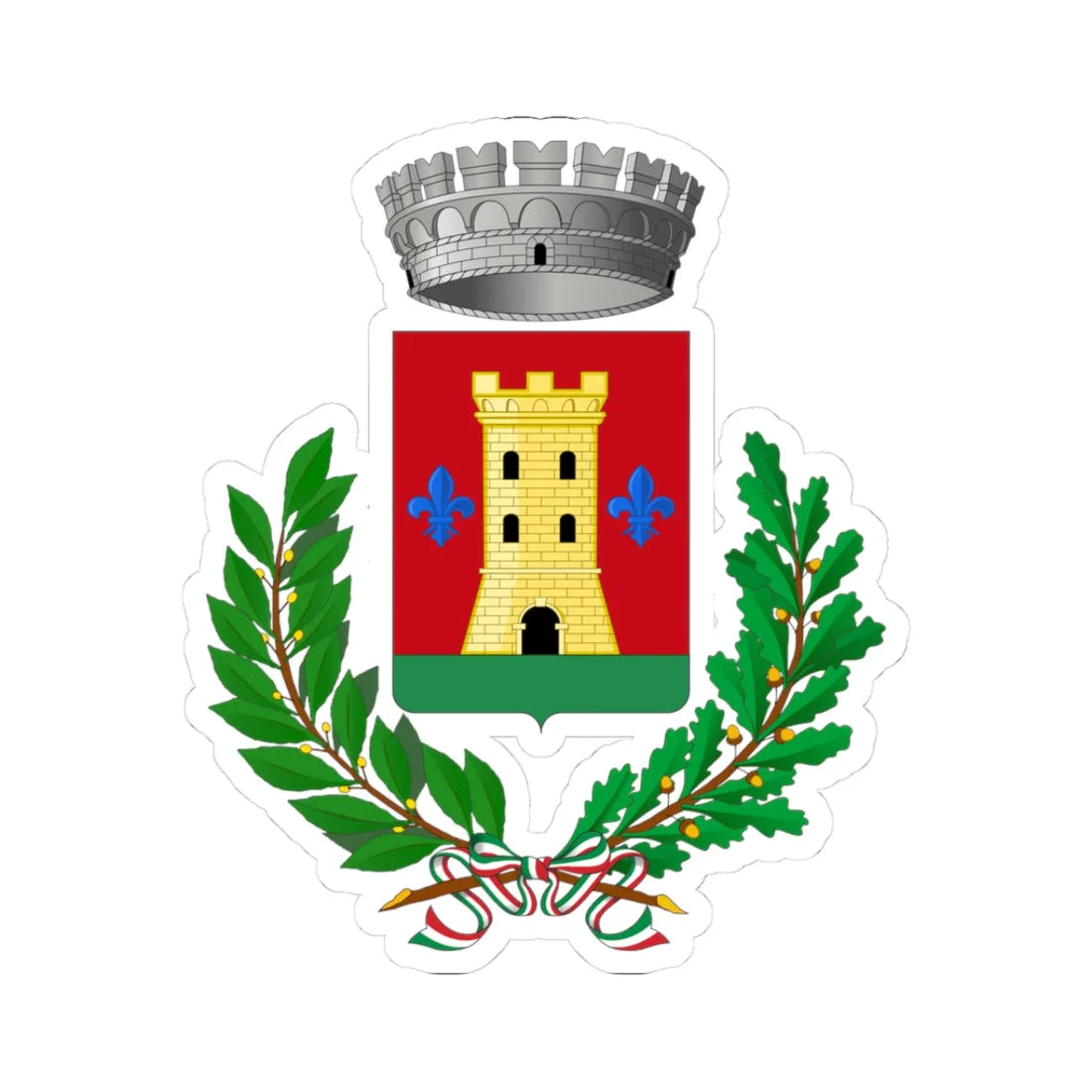 Tessennano-Stemma (Italy) (Coat of Arms) STICKER Vinyl Kiss-Cut Decal 3 Inch White - The Sticker Space