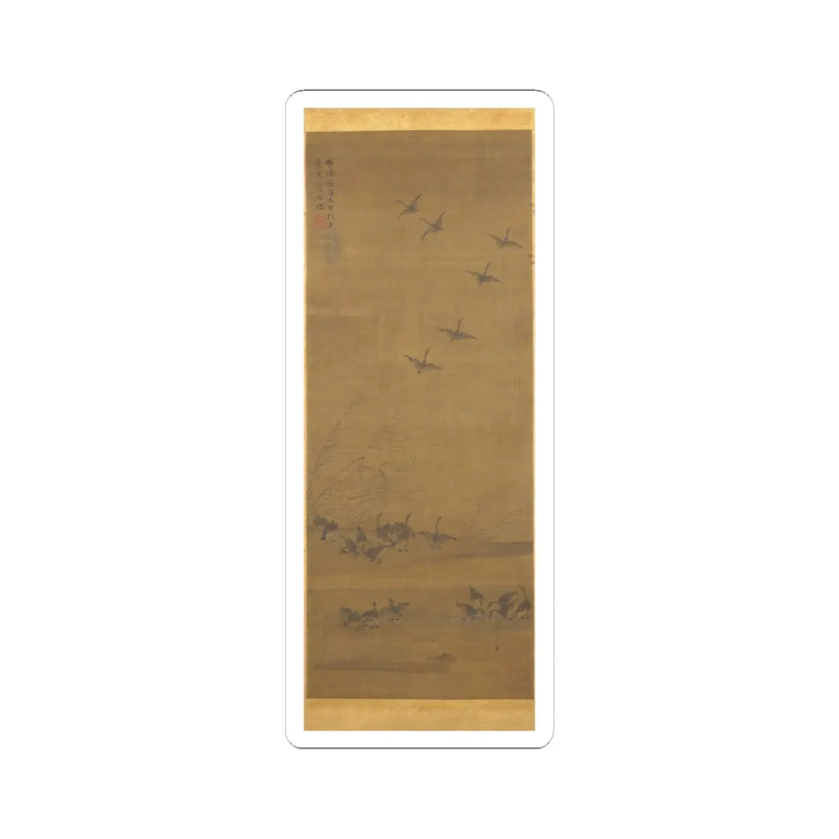 Tesshū Tokusai - Reeds and Geese - 1343 v2 - STICKER Vinyl Kiss-Cut Decal