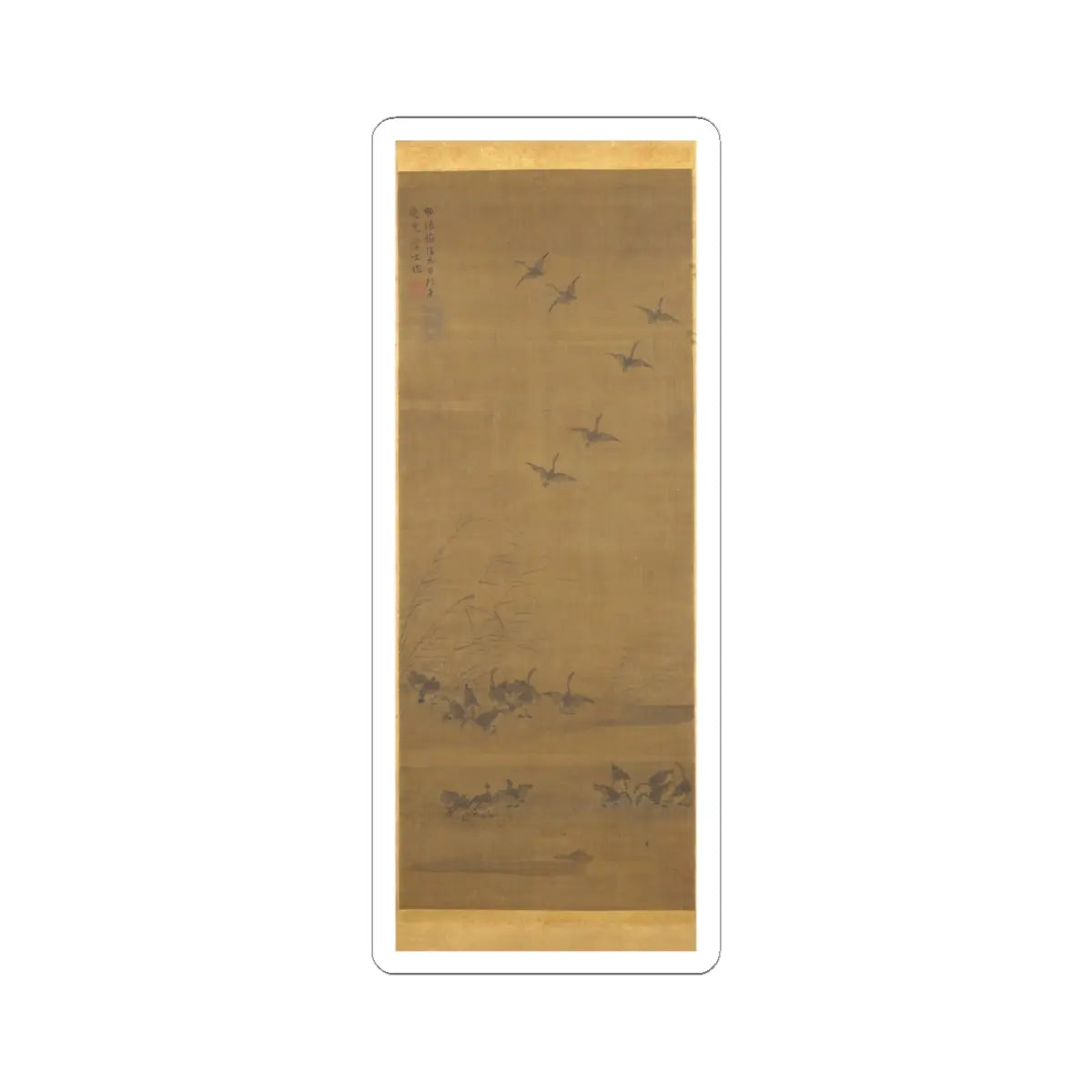 Tesshū Tokusai - Reeds and Geese - 1343 v2 - STICKER Vinyl Kiss-Cut Decal