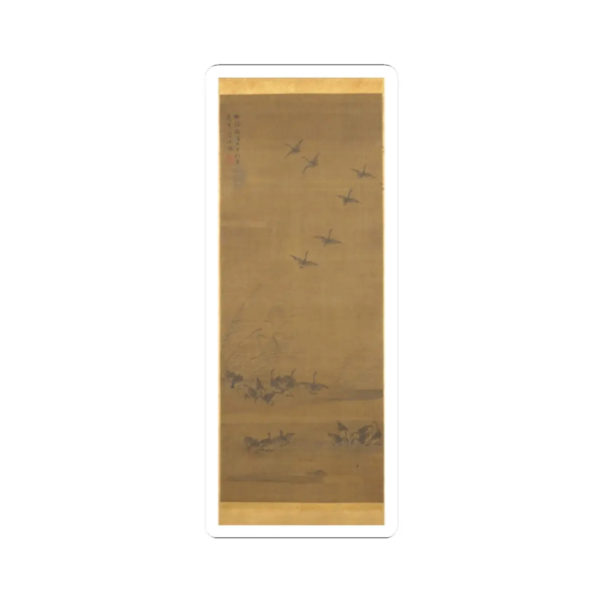 Tesshū Tokusai - Reeds and Geese - 1343 v2 - STICKER Vinyl Kiss-Cut Decal