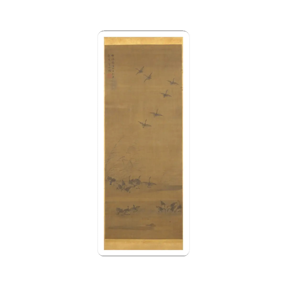 Tesshū Tokusai - Reeds and Geese - 1343 v2 - STICKER Vinyl Kiss-Cut Decal