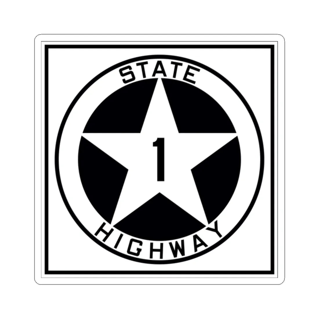 Texas 1 1917 (Texas) (Road Sign) STICKER Vinyl Kiss-Cut Decal 2 Inch White - The Sticker Space