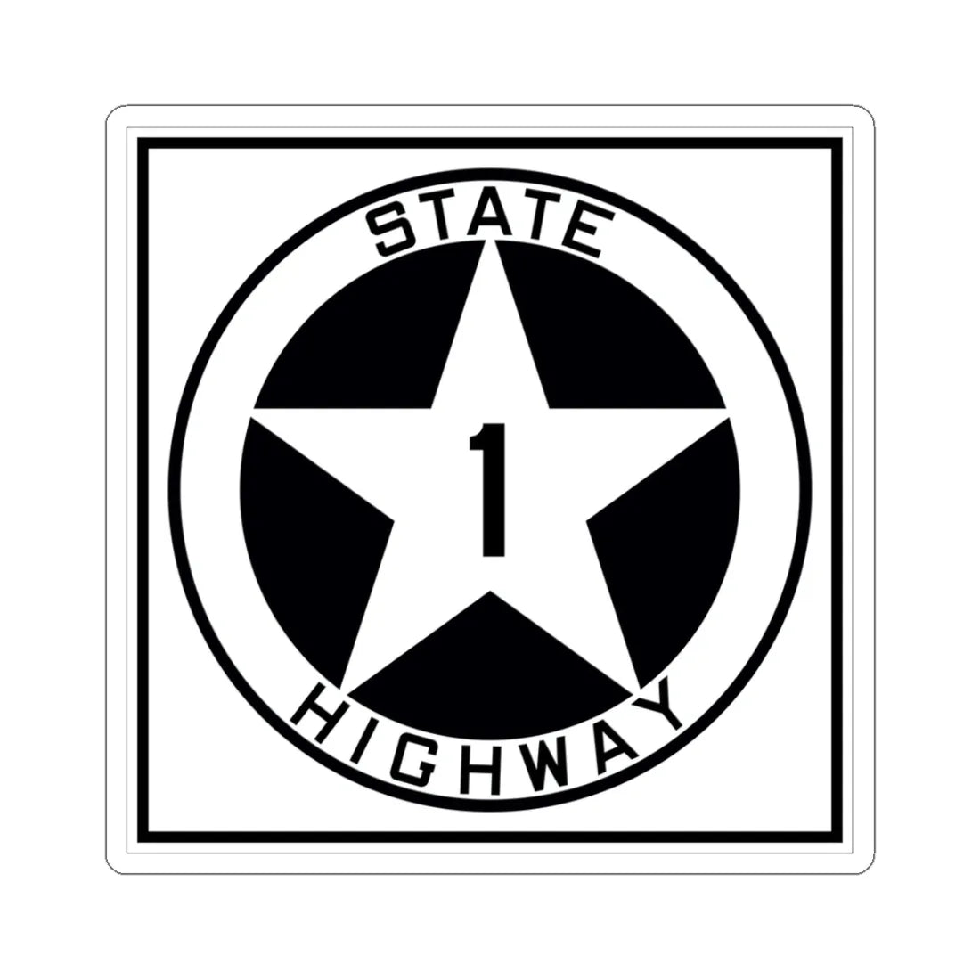 Texas 1 1917 (Texas) (Road Sign) STICKER Vinyl Kiss-Cut Decal 3 Inch White - The Sticker Space