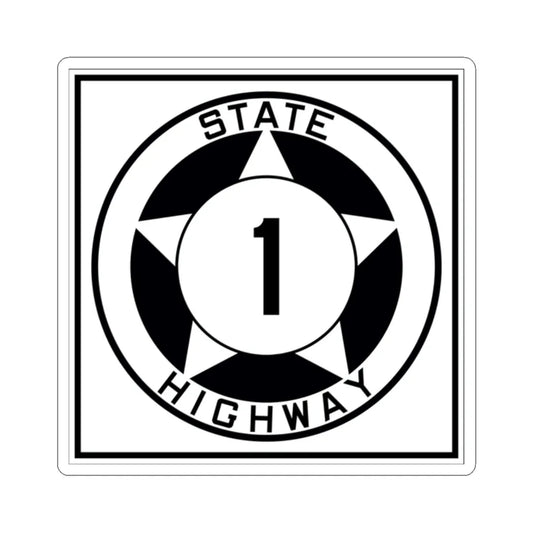 Texas 1 1935 (Texas) (Road Sign) STICKER Vinyl Kiss-Cut Decal 2 Inch White - The Sticker Space
