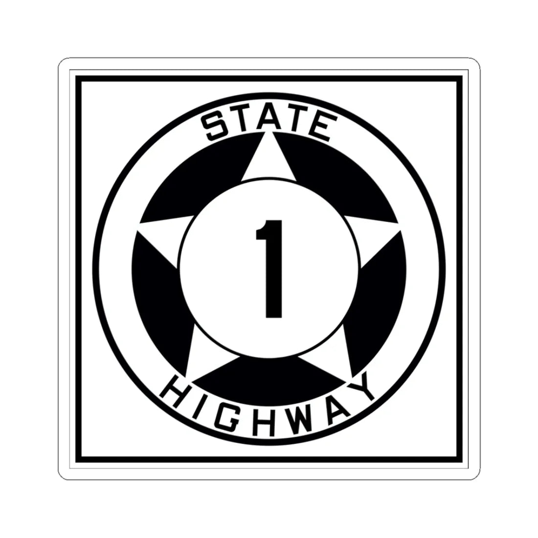 Texas 1 1935 (Texas) (Road Sign) STICKER Vinyl Kiss-Cut Decal 3 Inch White - The Sticker Space