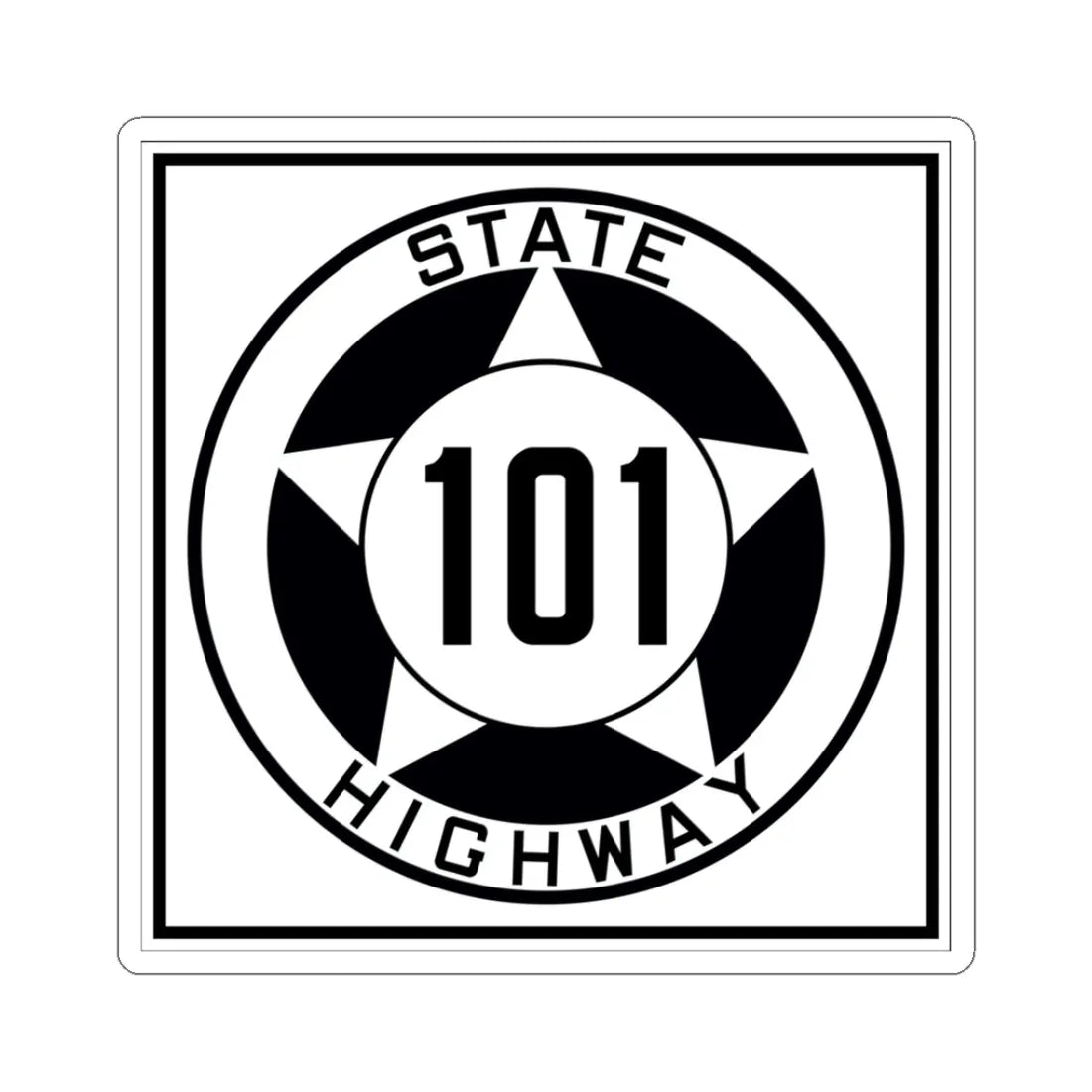 Texas 101 1935 (Texas) (Road Sign) STICKER Vinyl Kiss-Cut Decal 3 Inch White - The Sticker Space