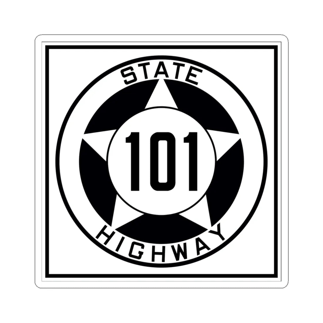 Texas 101 1935 (Texas) (Road Sign) STICKER Vinyl Kiss-Cut Decal 4 Inch White - The Sticker Space