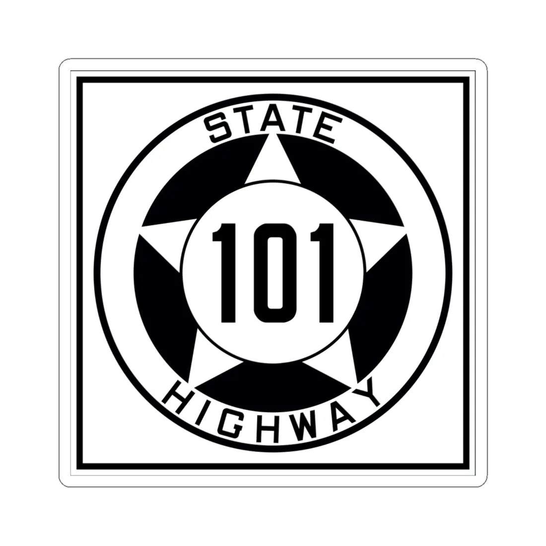 Texas 101 1935 (Texas) (Road Sign) STICKER Vinyl Kiss-Cut Decal 6 Inch White - The Sticker Space
