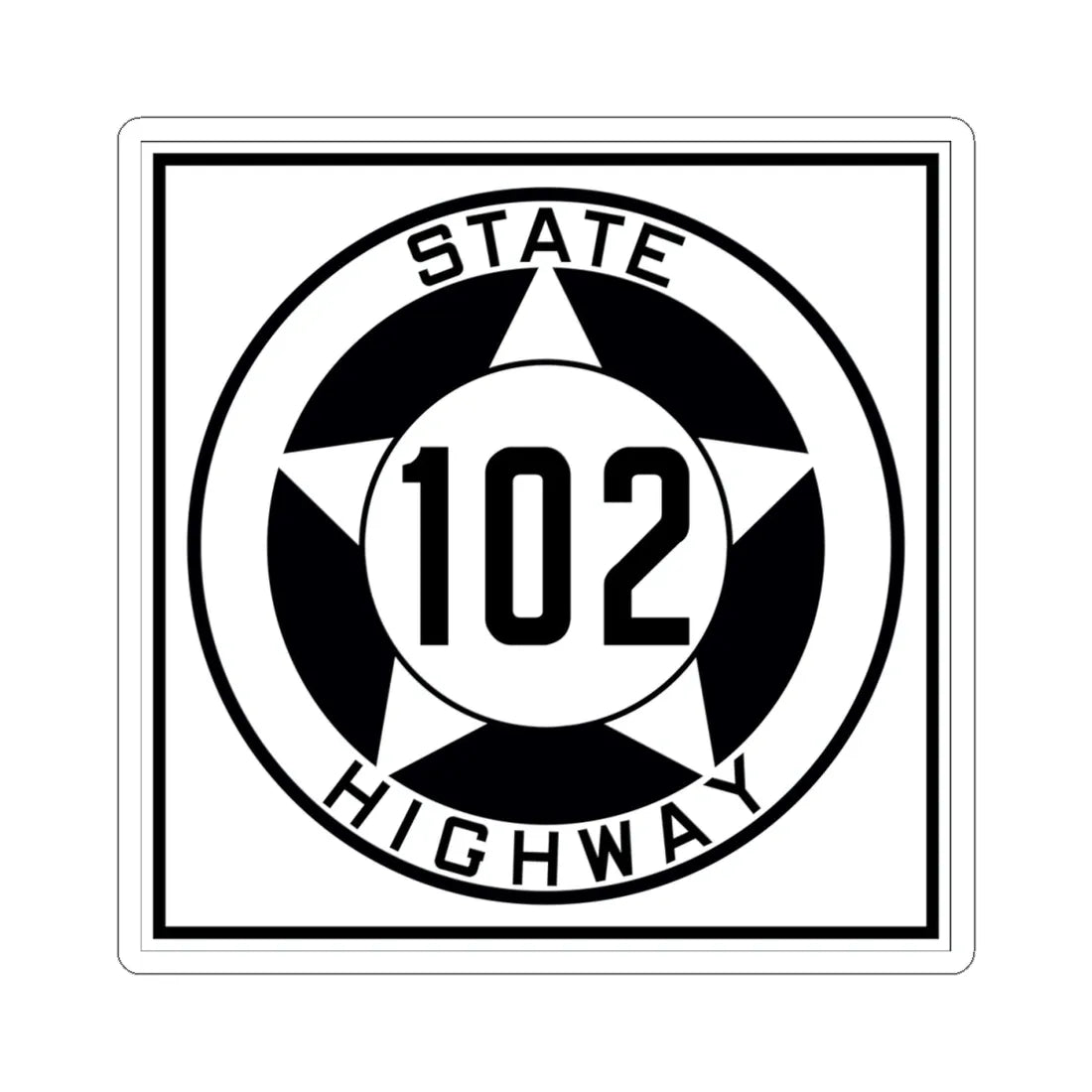 Texas 102 1935 (Texas) (Road Sign) STICKER Vinyl Kiss-Cut Decal 4 Inch White - The Sticker Space