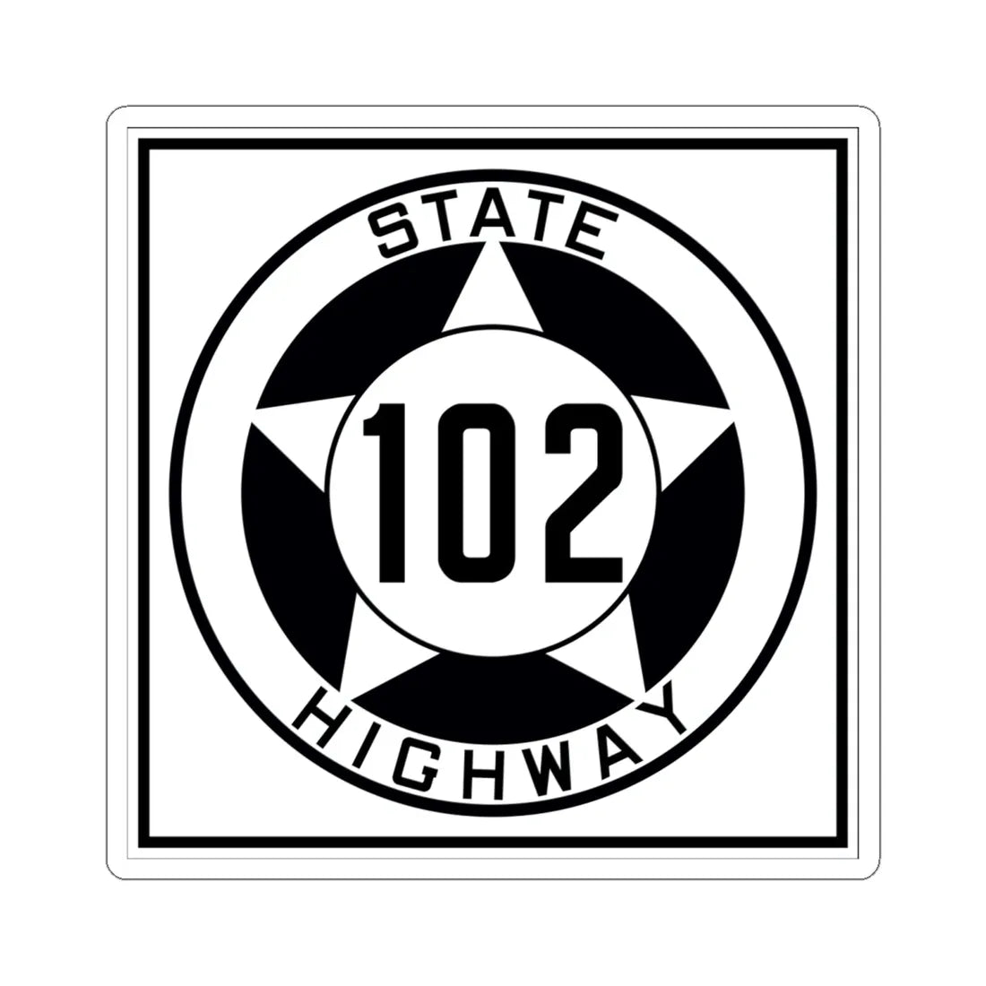 Texas 102 1935 (Texas) (Road Sign) STICKER Vinyl Kiss-Cut Decal 6 Inch White - The Sticker Space