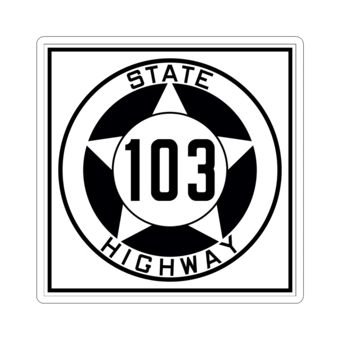 Texas 103 1935 (Texas) (Road Sign) STICKER Vinyl Kiss-Cut Decal 2 Inch White - The Sticker Space