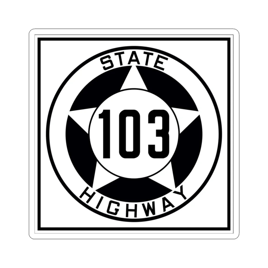 Texas 103 1935 (Texas) (Road Sign) STICKER Vinyl Kiss-Cut Decal 3 Inch White - The Sticker Space