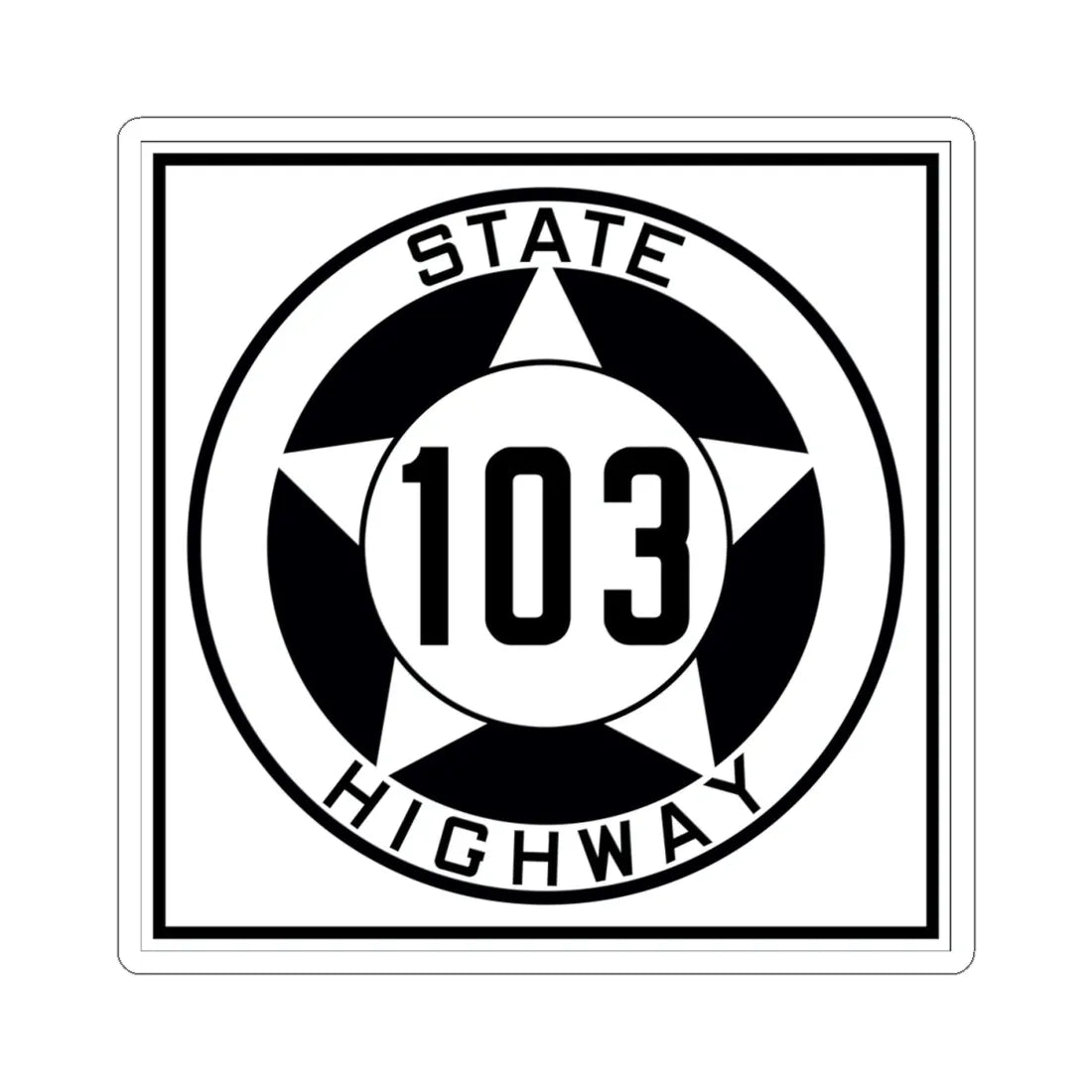 Texas 103 1935 (Texas) (Road Sign) STICKER Vinyl Kiss-Cut Decal 4 Inch White - The Sticker Space