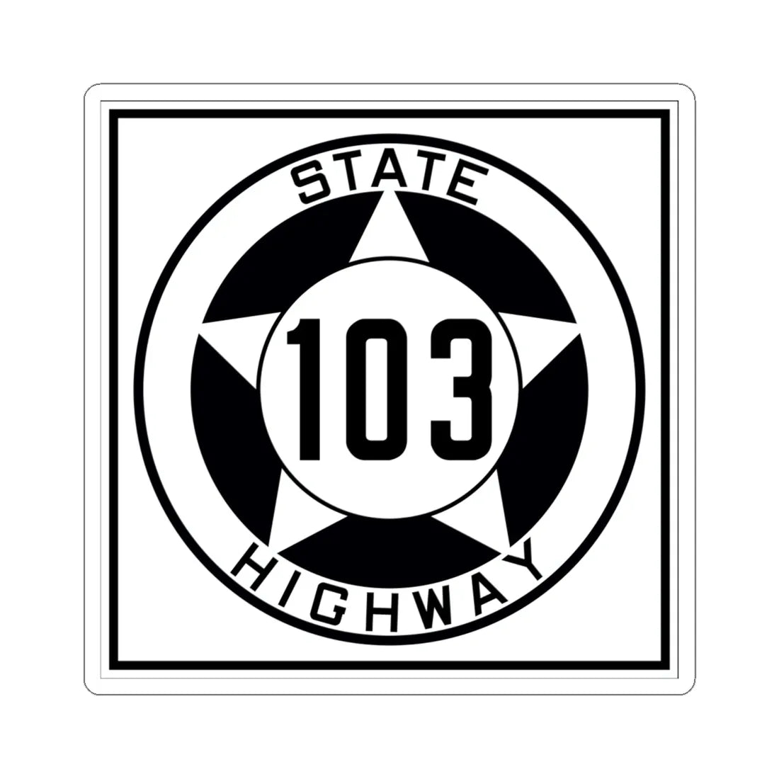 Texas 103 1935 (Texas) (Road Sign) STICKER Vinyl Kiss-Cut Decal 6 Inch White - The Sticker Space