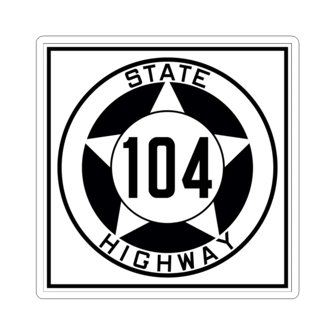 Texas 104 1935 (Texas) (Road Sign) STICKER Vinyl Kiss-Cut Decal 2 Inch White - The Sticker Space