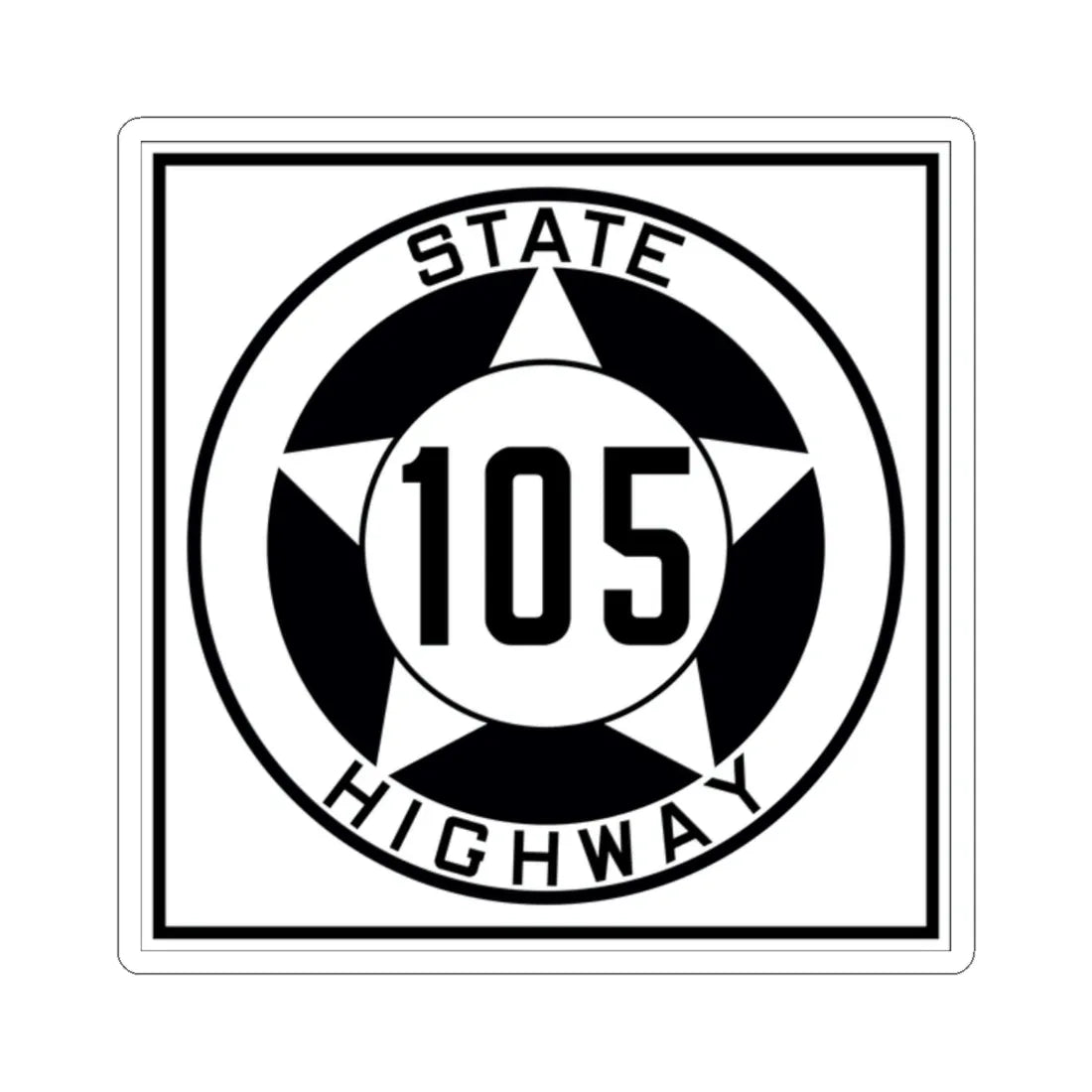 Texas 105 1935 (Texas) (Road Sign) STICKER Vinyl Kiss-Cut Decal 2 Inch White - The Sticker Space