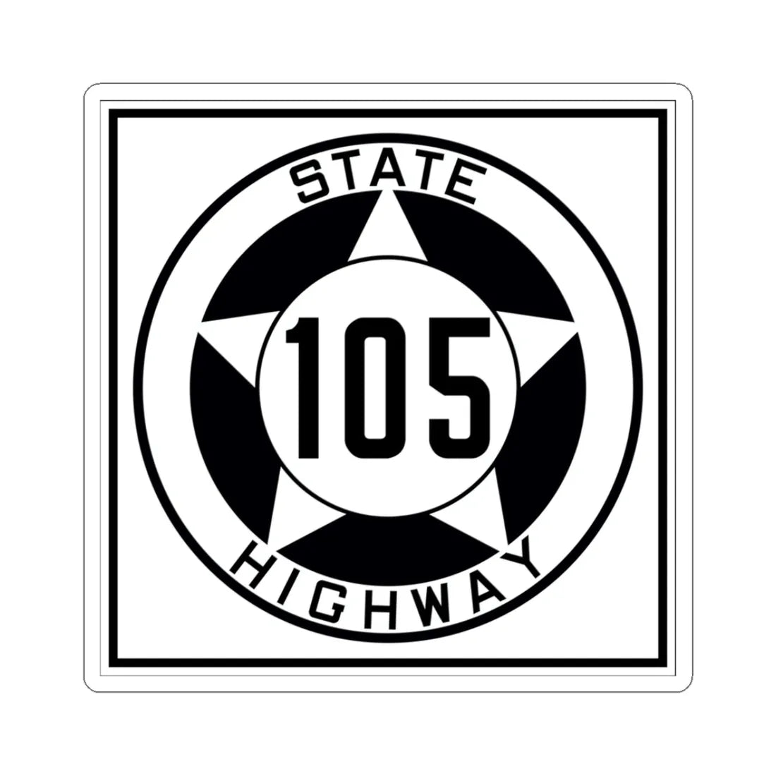Texas 105 1935 (Texas) (Road Sign) STICKER Vinyl Kiss-Cut Decal 3 Inch White - The Sticker Space